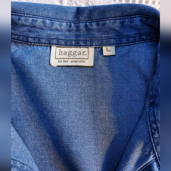 💙 3 for $30 💙 Haggar Blue Denim Shirt - Picture 6 of 6